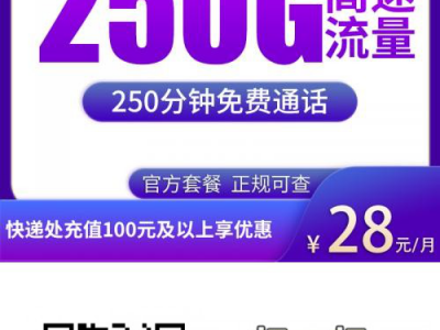 广电黄龙卡28元250G+200分钟