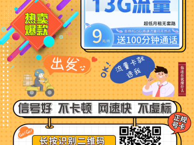 联通如意卡9元13G+100分钟【备用小号长期流量卡】