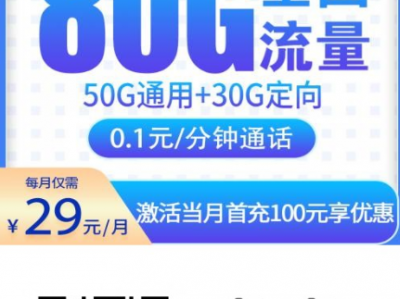 电信绿洲卡29元80G【广东专享】