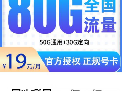 电信本省星19元80G（补贴5个月）【收货地为归属地（少部分省份省内随机）】