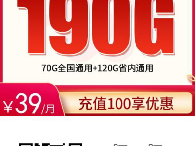 湖南省内神卡推荐:联通沙通卡39元190G高速流量+200分钟【长期套餐】