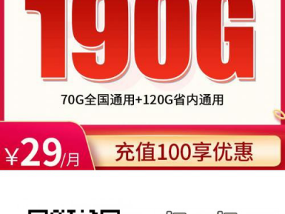 湖南流量卡:湖南联通省内卡29元190G+200分钟【湖南专享补贴11个月】