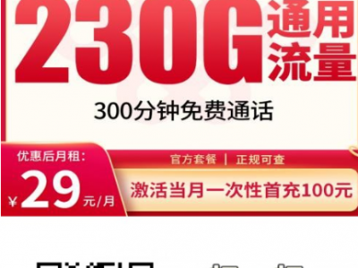 联通巨灵卡：29元230G+300分钟，还送双会员，年轻人专属好价卡！
