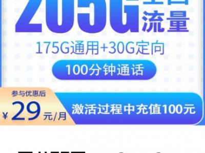 广东流量卡：电信心跳卡29元205G+100分钟【只发广东】