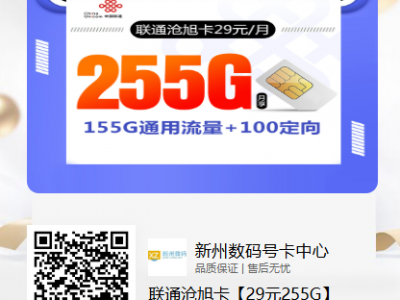 联通沧旭卡【29元255G】——性价比颠覆之选