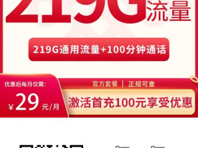 超值专享｜联通金龙卡29元/月219G+100分钟-广西用户的全新通信选择